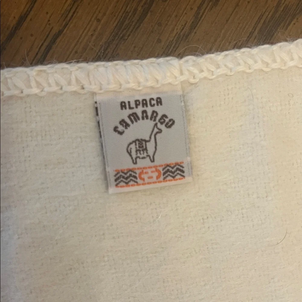 Alpaca Camargo winter‎ white (cream) scarf with fringe
